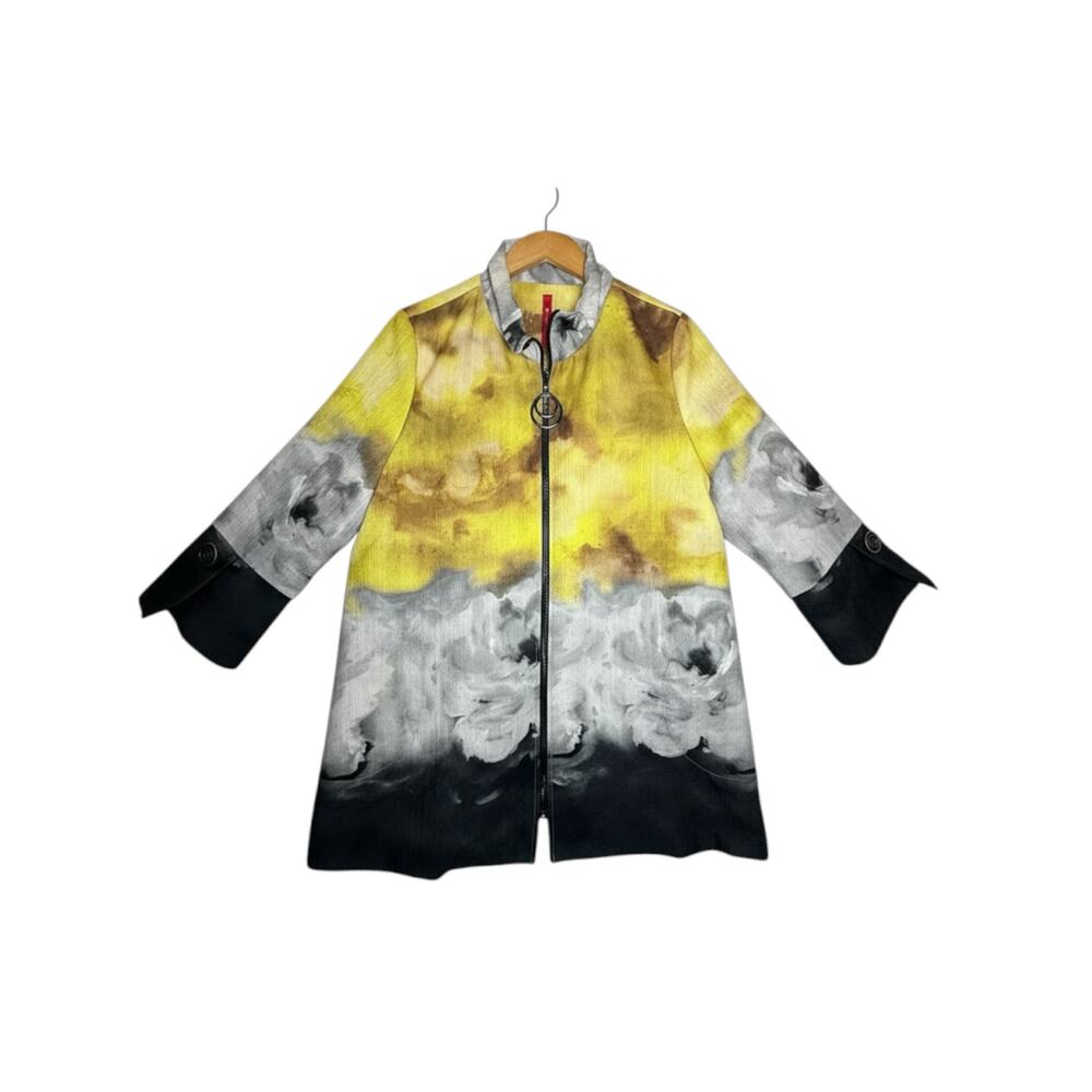 IC Connie K Jacket Sz L Sunset Rose Art-to-Wear A-Line Mock Ruffle Neck